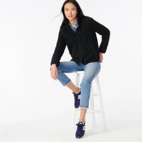 J.Crew Polartec Sherpa Fleece Jacket black size Small excellent condition - Picture 2 of 6